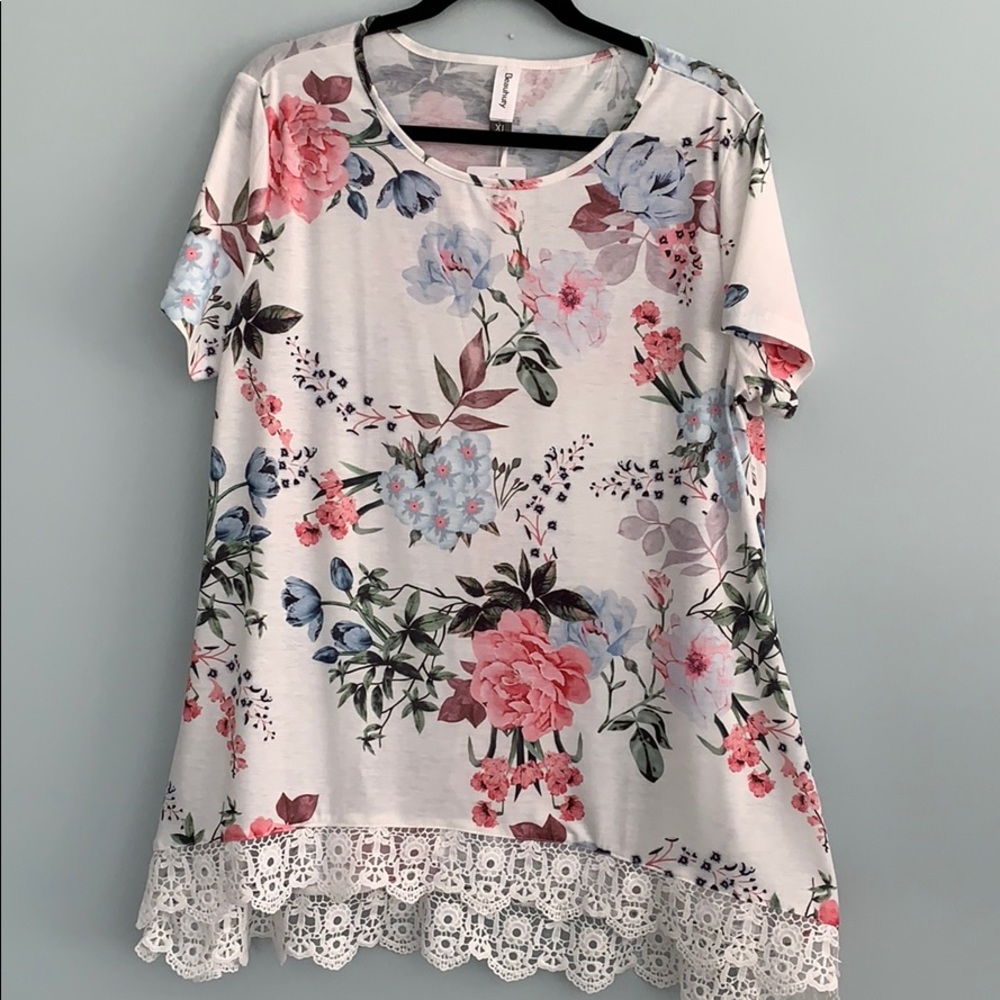 Beauhuty Top Flowy Tunic Blouse Lace Trim …